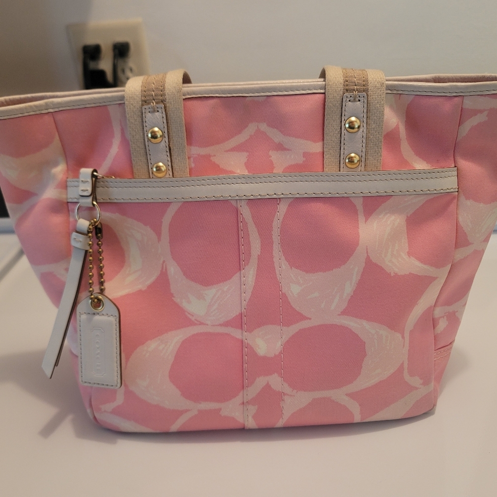 Coach Pink and Cream Tote Bag